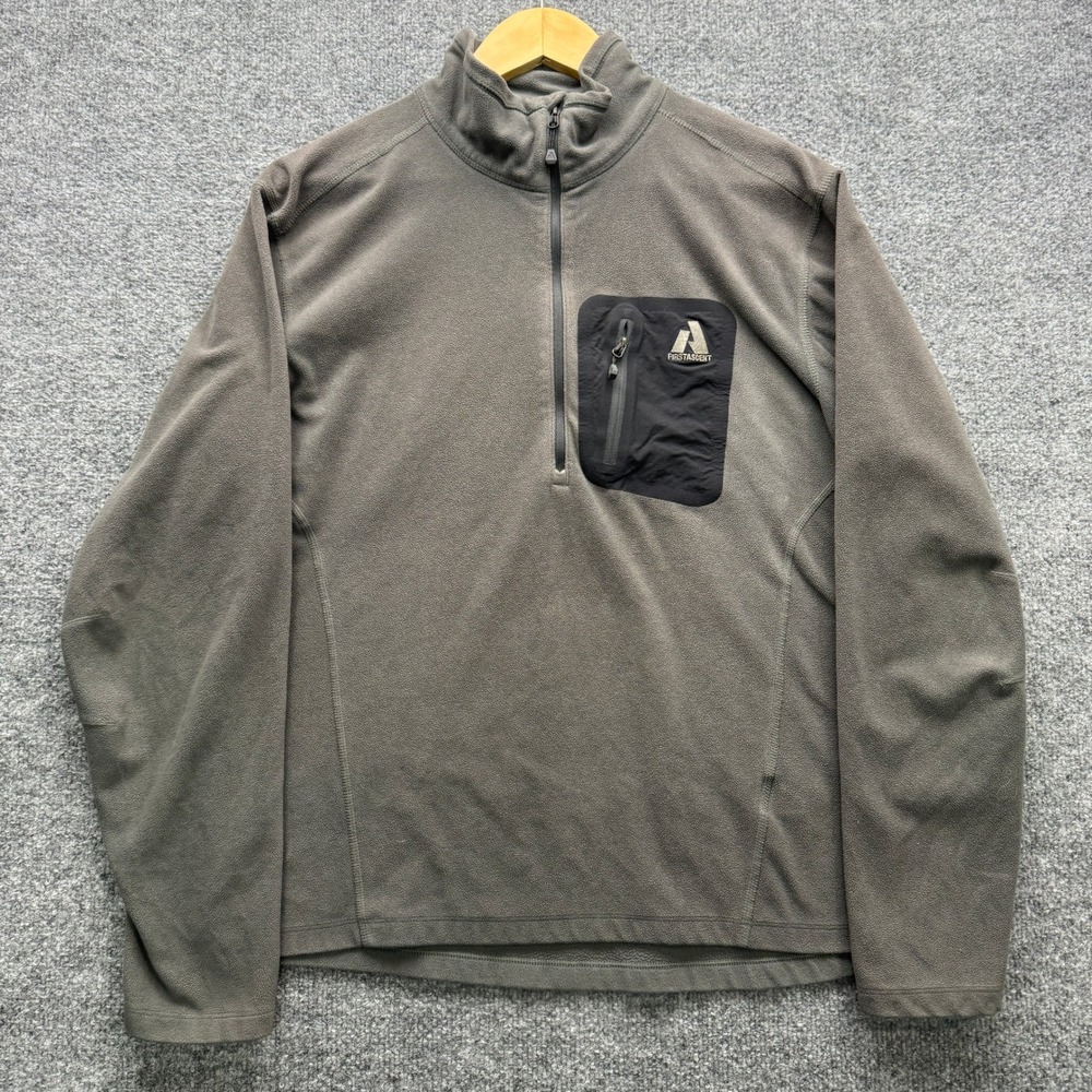 Eddie Bauer First Ascent Fleece Pullover Mens Medium Gray Quarter Zip Outdoor